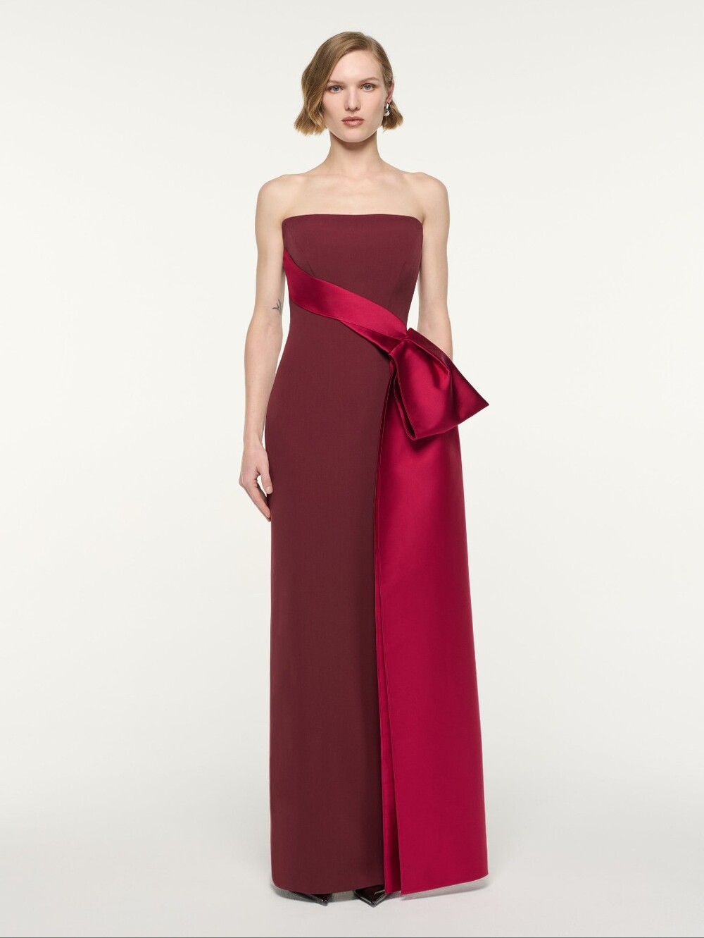 Roland Mouret Contrast Drape Strapless Gown